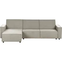 Beliani 3-Sitzer Ecksofa Stoff beige rechtsseitig mit Schlaffunktion ROMEDAL II