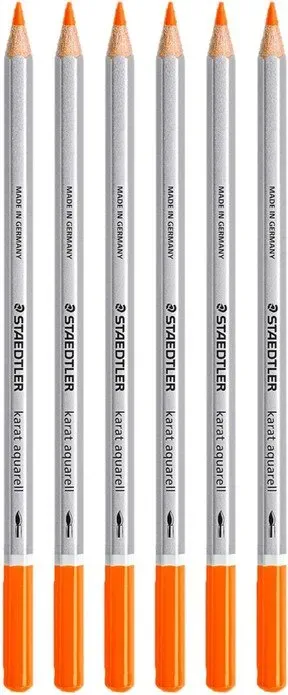 Staedtler Karat Aquarell Stift - Orange (hochwertig, weiches Minen, intensive Farben) 6 Stück