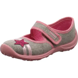Fischer Markenschuh Fischer Kinder Hausschuh Mädchen Mary Jane Ballerina Glitzer Stern 632344, Größe:33 EU, Farbe:Grau - Grau - 33