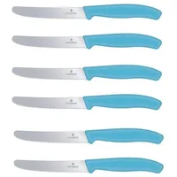 Victorinox | Tafelmesser Swiss Classic | 6 Stück | Karibikblau | extra scharfer Wellenschliff | Swiss Made | ideal auch als Brötchenmesser