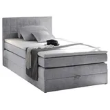 Xora Boxspringbett Hellgrau, - H2 - Webstoff - 140x200 cm