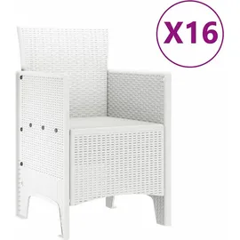 vidaXL 17-teiliges Garten-Esszimmer-Set Weiß Poly-Rattan