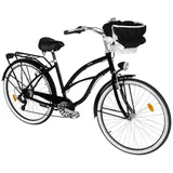 Davi Bianca Cruiser Damenfahrrad, Aluminium, 7 Gänge, 28′′, 160–185 cm, Schwarz - Schwarz