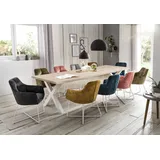 Esstisch HOME AFFAIRE "Tristan", weiß (weiß wash, weiß), B:160cm H:77cm T:90cm, Tische, Esstisch, massive Balkeneiche geölt mit Baumkante