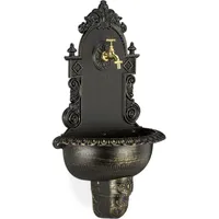 Relaxdays Wandbrunnen XL Antik Braun, Gold