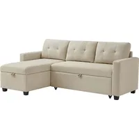 VitaliSpa Sofa L-Form Campina, 226 x 163 cm mit Schlaffunktion, Beige,