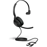 JABRA Evolve2 50 MS Mono kabelgebunden Headset schwarz USB-A/C