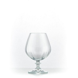 Crystalex Cognacglas Angela Optic klar 400 ml 6er Set, Kristallglas, geriffelt, Kristallglas weiß