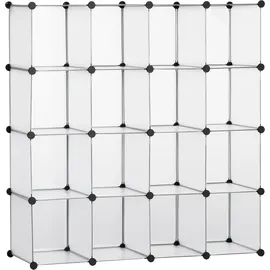 Homcom DIY Regalsystem 16 Würfeln stapelbar DIY-Würfelregal Kleiderschrank Aufbewahrungsregal Standregal Schuhregal von Büchern Spielzeug Schuhen aus