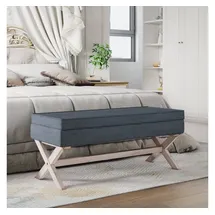 vidaXL Hocker mit Stauraum Dunkelgrau 110x45x49 cm Samt