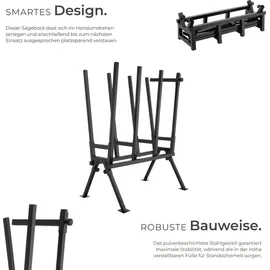 Tectake tectake® Holzsägebock, aus lackiertem Stahl, Belastbarkeit 400 kg, 76 x 53 x 102 cm