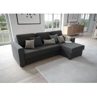 Atlantic Home Collection Ecksofa "Dublin L-Form", grau (dunkelgrau), B:234cm H:89cm T:150cm, Struktur (100% Polyester), ATLANTIC HOME COLLECTION, Sofas, Ecksofa, Bettfunktion und Bettkasten, Recamiere links oder rechts montierbar