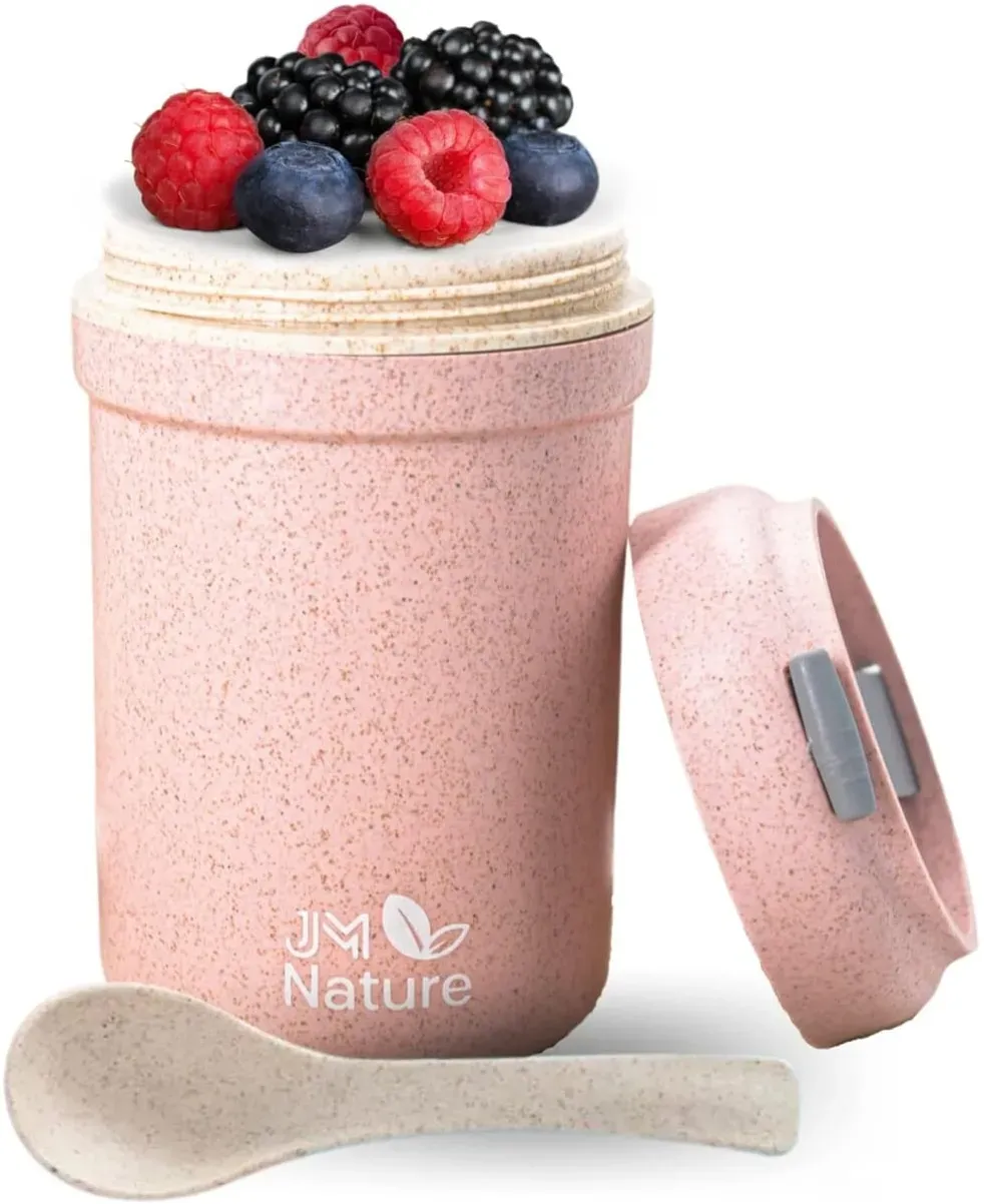 To Go Müslibecher 2 Stück Praktische Joghurtbecher mit Deckel & Löffel