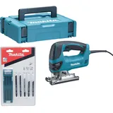 Makita 4350 FCTJ Pendelhub Stichsäge 720 Watt 135 mm + 10 tlg. Stichsägeblatt Set + Makpac
