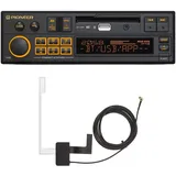 Pioneer SXT-C10PS-AN Autoradio 1-DIN: Retro-Design mit modernster Technik, Bluetooth®, DAB+, USB, AUX, RGB-Beleuchtung, 13-Band-Equalizer, Set inkl. DAB-Antenne