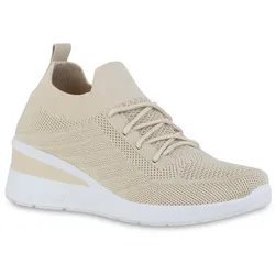 Damen Sneaker Wedges in Beige