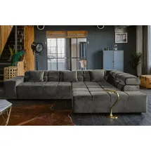 KAWOLA Sofa NEVADA Ecksofa Velvet grau Recamiere rechts