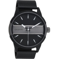 OOZOO Quarzuhr Oozoo Herren Armbanduhr Timepieces Analog, (Analoguhr), Herrenuhr rund, extra groß (ca 48mm) Metall, Mesharmband, Casual-Style schwarz