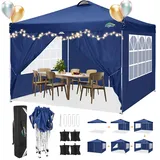 COBIZI faltpavillon 3x3,pavillon 3x3 wasserdicht stabil Winterfest,mit 4 Seitenteilen,4 Sandsäcke und Entlüftung,UV Schutz 50+,pop up pavillons faltbar partyzelt 3x3m für Outdoor Garten(Navy blau