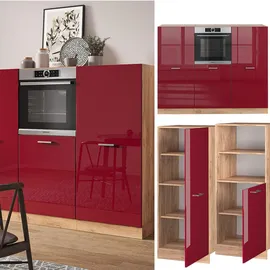 Vicco Küchenzeile R-Line 180 cm Bordeaux Hochglanz