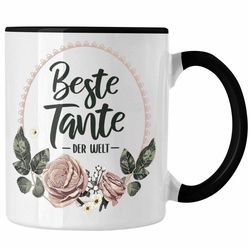 Trendation Tasse Trendation – Beste Tante der Welt Geschenk Tasse mit Spruch Kaffeetasse für Coole Tante schwarz