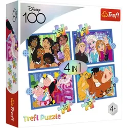 TREFL 34618 4 in 1 Puzzle 100 Jahre Disney - Disneys lustige Welt