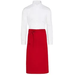ROME - Medium Length Bistro Apron with Pocket: One Size / Red