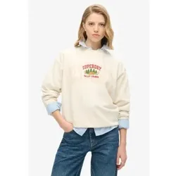 Superdry für Damen. W2012156A Locker sitzendes Sweatshirt mit Rundhalsausschnitt Travel Souvenir
weiß (L), Lässig, Baumwolle, Nachhaltig