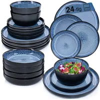 sänger Aruba Tafelservice 24-tlg. blau mit schwarzem Rand