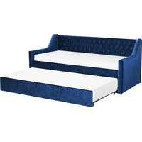 Beliani, Bett, Tagesbett ausziehbar Samtstoff marineblau Lattenrost 90 x 200 cm MONTARGIS (90 x 200 cm)