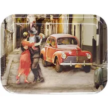 Lashuma Serviertablett eckig 31x23 cm, Geschirrtablett Melamin, Küchentablett braun Design: Tango