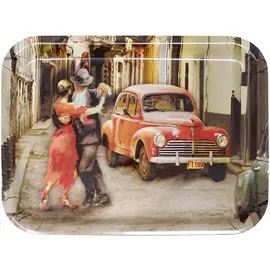 Lashuma Serviertablett eckig 31x23 cm, Geschirrtablett Melamin, Küchentablett braun Design: Tango