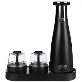 Adler AD 4449 Elektrische Salz- & Pfeffermühle Set 3 Mahlwerke USB matt Schwarz