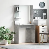 VidaXL Beton Grau Computertisch Beton grau Holzwerkstoff Mittel