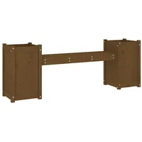 Furnicato Gartenbank mit Pflanzkübeln Honigbraun 180x36x63 cm Massivholz