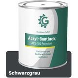 Grundmann Acryllack - 3 Kg - Buntlack auf Wasserbasis Schwarzgrau - Für Holz, Metall & Stein - Schwarzgrau RAL 7021