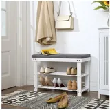 Songmics Schuhbank aus Bambus, 2 Ebenen, für 6 Paar, 71 x 49 x 29cm