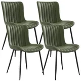 SeedWave Esszimmerstuhl Küchenstuhl-Set, PU-Leder Polsterstuhl mit Geschwungener Rücklehne, Set aus 4, Gestreiftes Design, Vier Eisenfüße grün