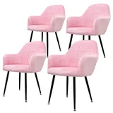 ECD Germany 4er Esszimmerstühle Wohnzimmerstühle Stuhl aus Samt Küchenstuhl Set Rosa