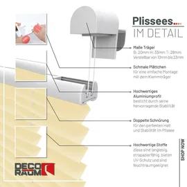 deco-raum Plissee Basic 90 x 150 cm Hellorange Blickdicht Klemmfix
