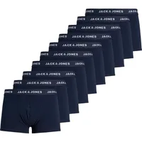 JACK & JONES Herren 10er Pack Boxershorts Trunks Set Stretch Hose Unterwäsche Basic Jersey JACSOLID, Farben:Dunkelblau, Größe:XL