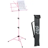 Relaxdays Notenständer, klappbares Notenpult, HBT: 140x53x49 cm, ausziehbar, aus Metall, Gitarre, Geige, Gesang, rosa