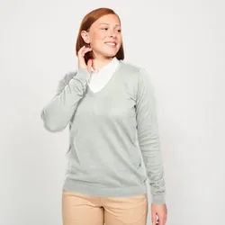 Damen Golf Pullover V-Ausschnitt Baumwolle - CW 100 grau 2XL