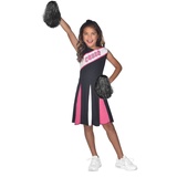 amscan 9910521 Kinder-Mädchen-Cheerleader-Kostüm in Schwarz/Rosa Größe 4-6 Jahre