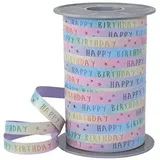 Präsent Geschenkband RAINBOW BIRTHDAY PASTELL matt Regenbogen 10 mm x 200 m