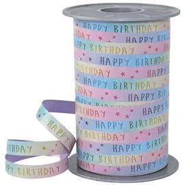 Präsent Geschenkband RAINBOW BIRTHDAY PASTELL matt Regenbogen 10 mm x 200 m