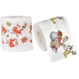 Weihnachts-Toilettenpapier, Weihnachts-Toilettenpapier, Weihnachts-Toilettenpapier, 2 Rollen, mit Weihnachtsmann Bedruckt, Weihnachts-Toilettenpapier, lustiges Frohe Weihnachten-Toilettenpapier