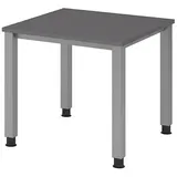 HAMMERBACHER QS08 höhenverstellbarer Schreibtisch grafit quadratisch, 4-Fuß-Gestell silber 80,0 x 80,0 cm