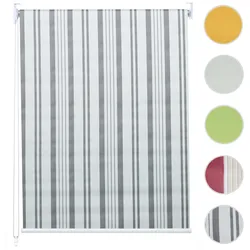 Rollo HWC-D52, Fensterrollo Seitenzugrollo Jalousie, 110x230cm Sonnenschutz Verdunkelung blickdicht ~ grau/wei√ü