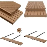 WPC Massive Terrassendielen mit Zubehör 10 m2 2,2 m Teak - WPC Terrasse - Gartenmöbel - Outdoor Dekoration - Holzterrasse - Composite Terrasse - Home